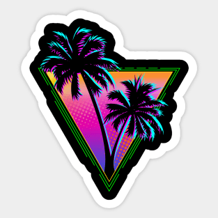 Retro 80s Neon Synth Palm Tree Silhouette Sticker